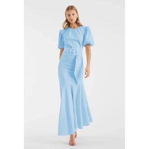 Sachin + Babi Light Blue Maxi Dress with Belted Waist